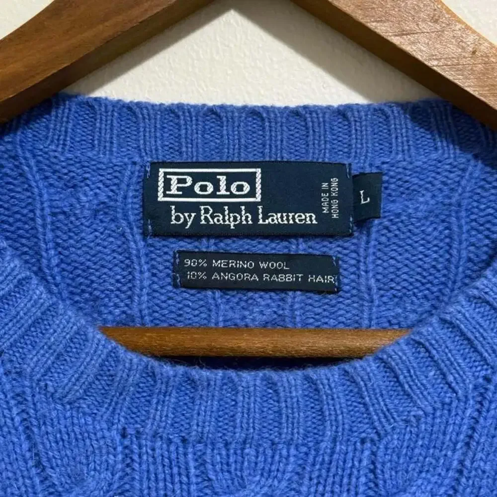 Vintage Polo by Ralph Lauren Royal Blue Cable Knit Merino Wool Sweater